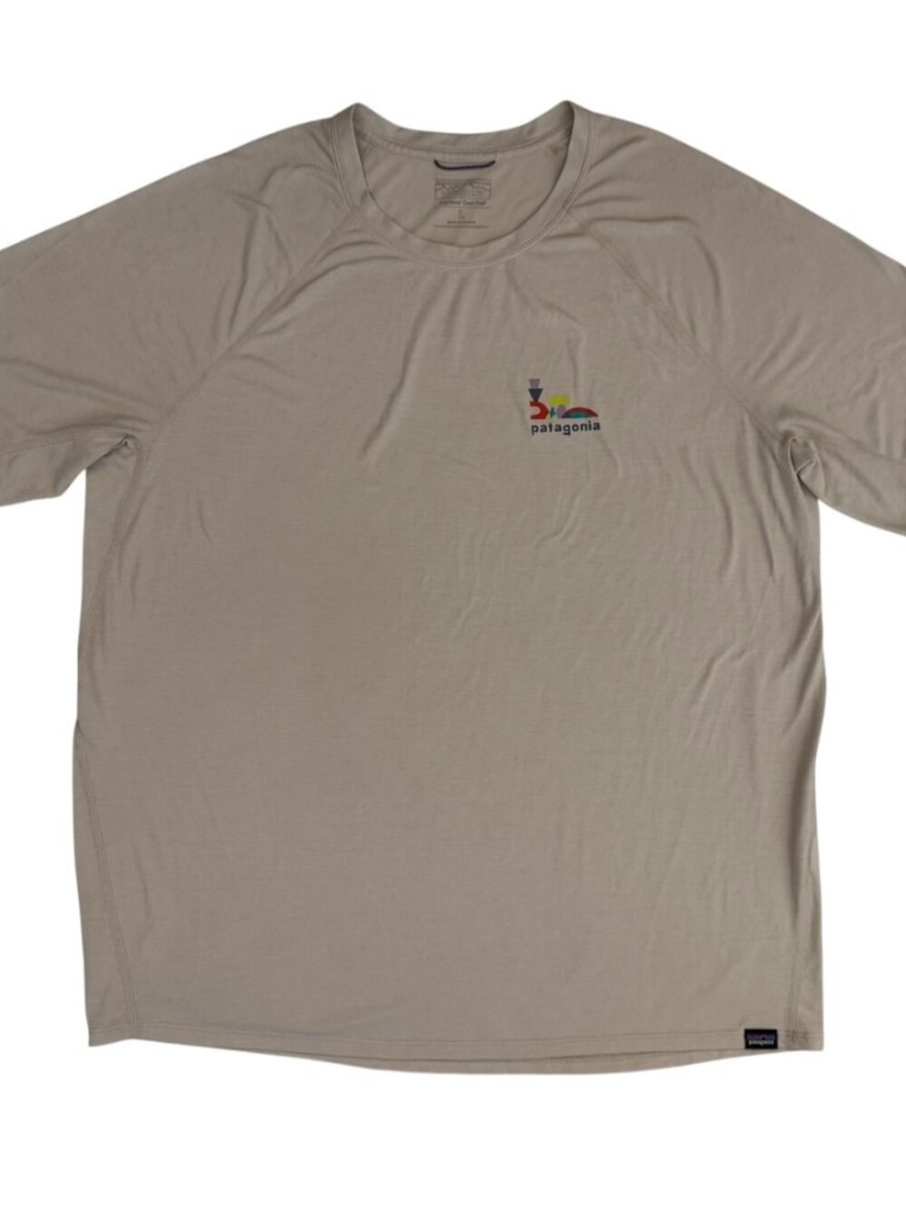Patagonia Capilene Cool Trail T-Shirt Men's Size Large Tan Beige Short Sleeve